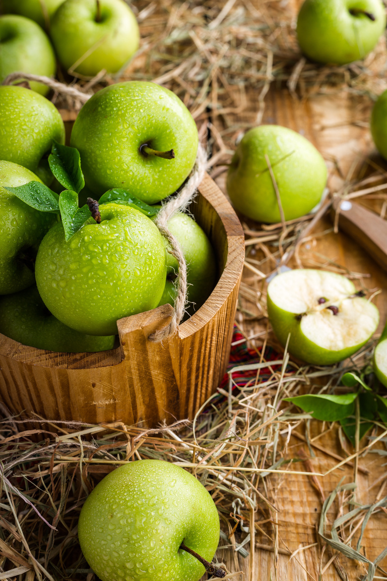 Fresh Green Apples After the Harvest